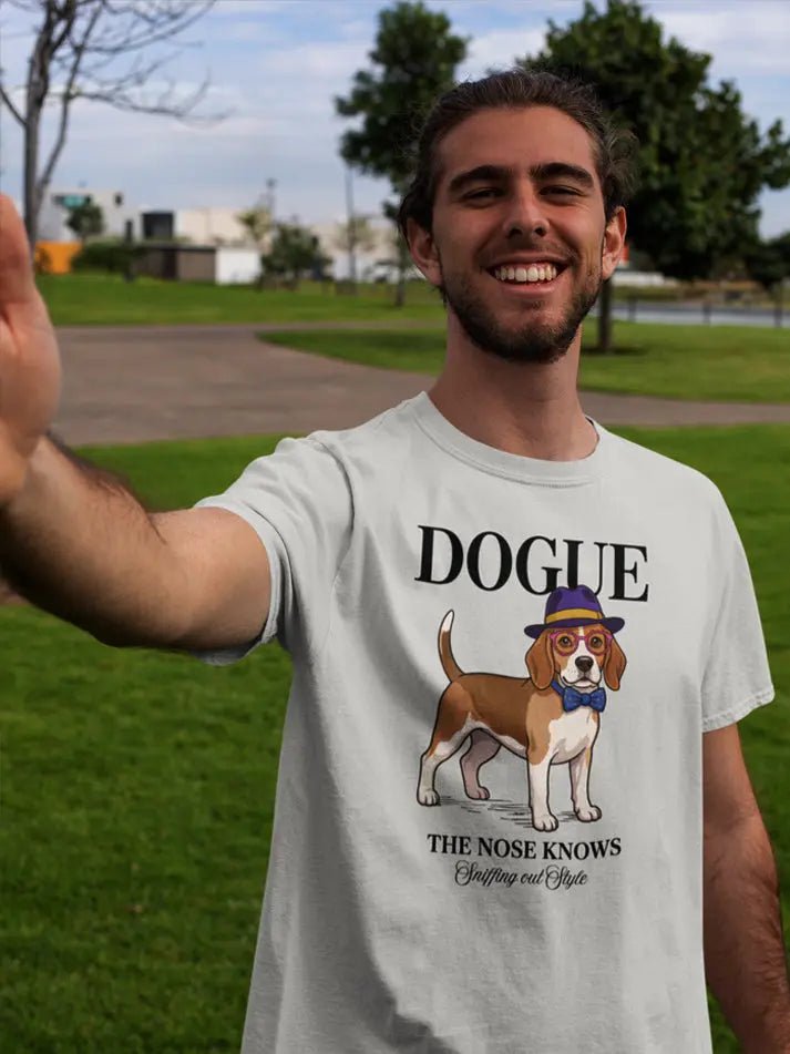 Beagle T-Shirt - Stylish Dog Lover Tee 'Dogue - The Nose Knows' - PrintsDog