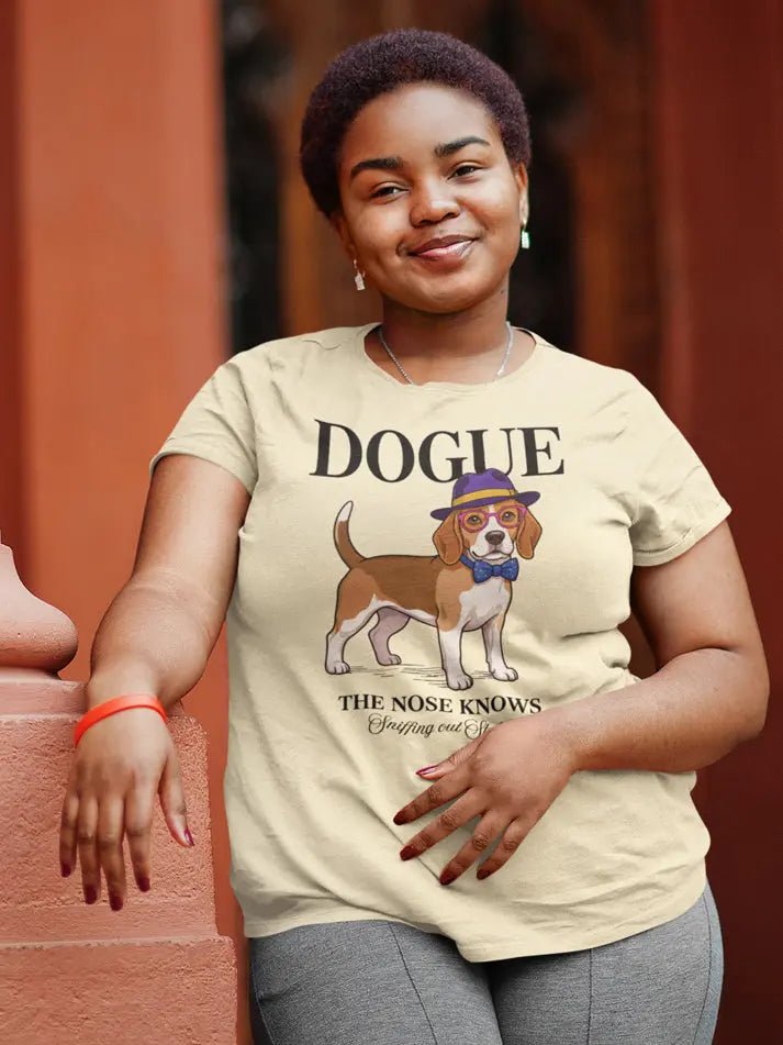 Beagle T-Shirt - Stylish Dog Lover Tee 'Dogue - The Nose Knows' - PrintsDog