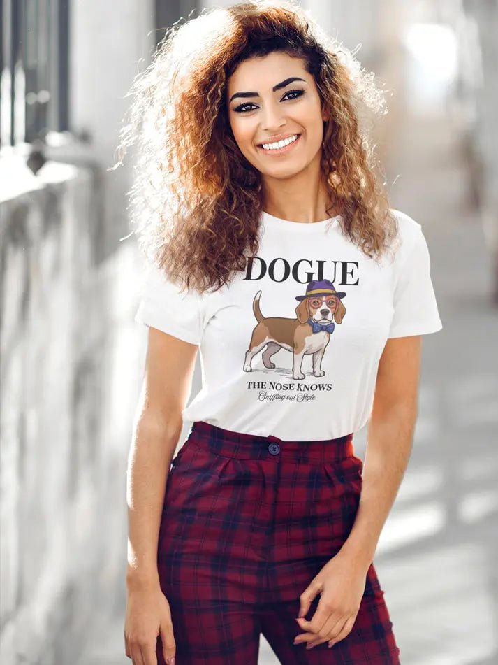 Beagle T-Shirt - Stylish Dog Lover Tee 'Dogue - The Nose Knows' - PrintsDog