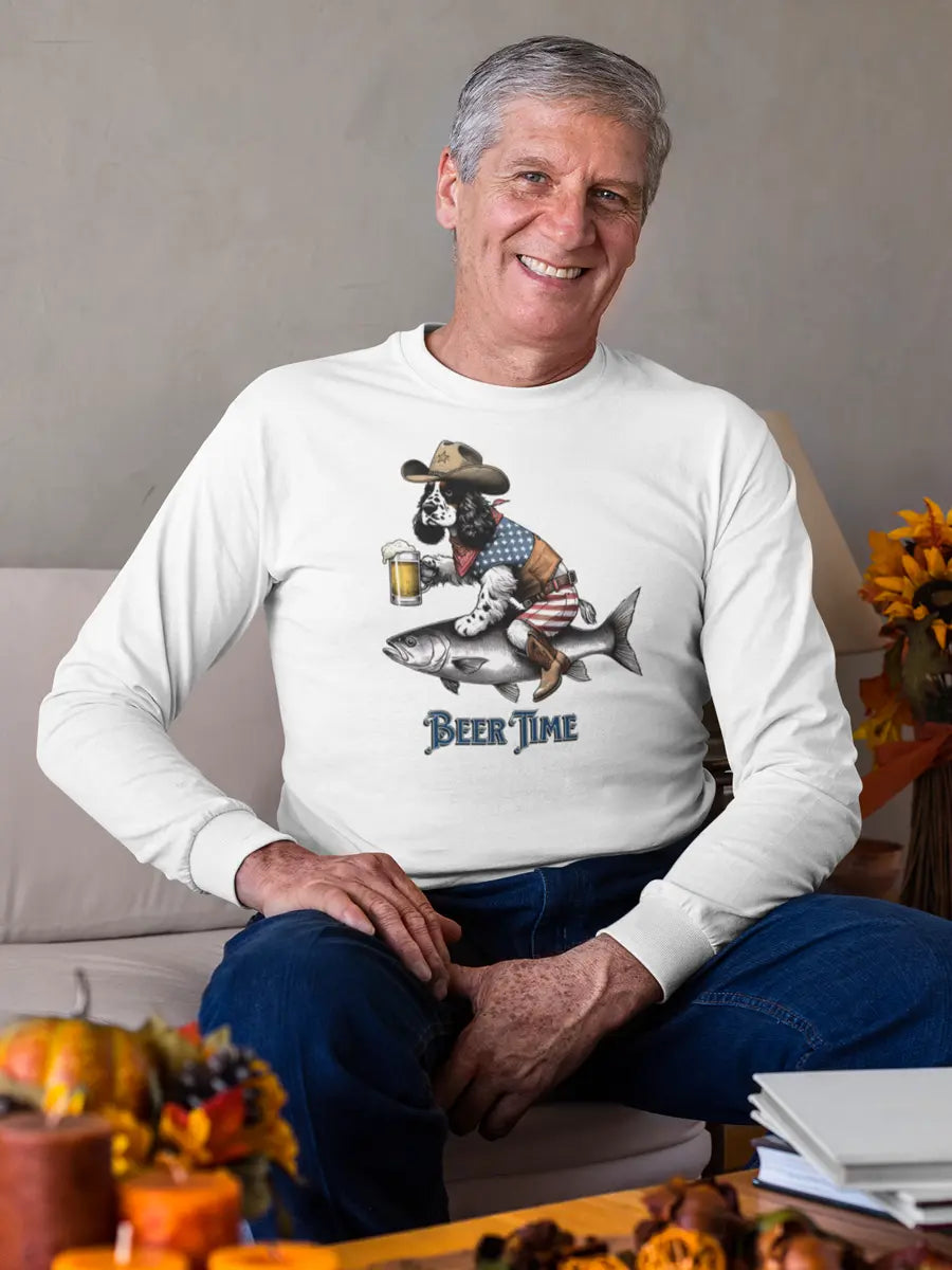 Beer Time Dog Sweatshirt - Funny Dog with Beer Mug Gift for Dog & Beer Lovers - PrintsDog