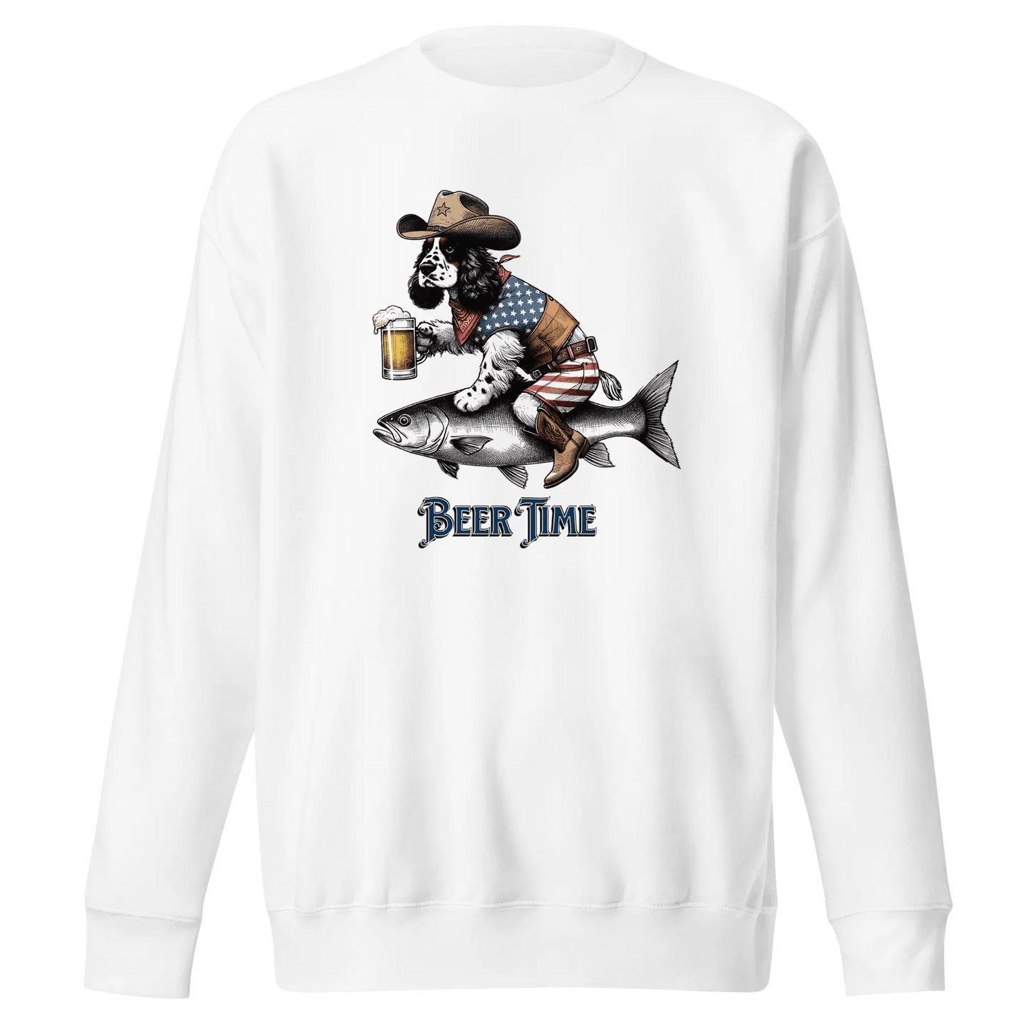 Beer Time Dog Sweatshirt - Funny Dog with Beer Mug Gift for Dog & Beer Lovers - PrintsDog