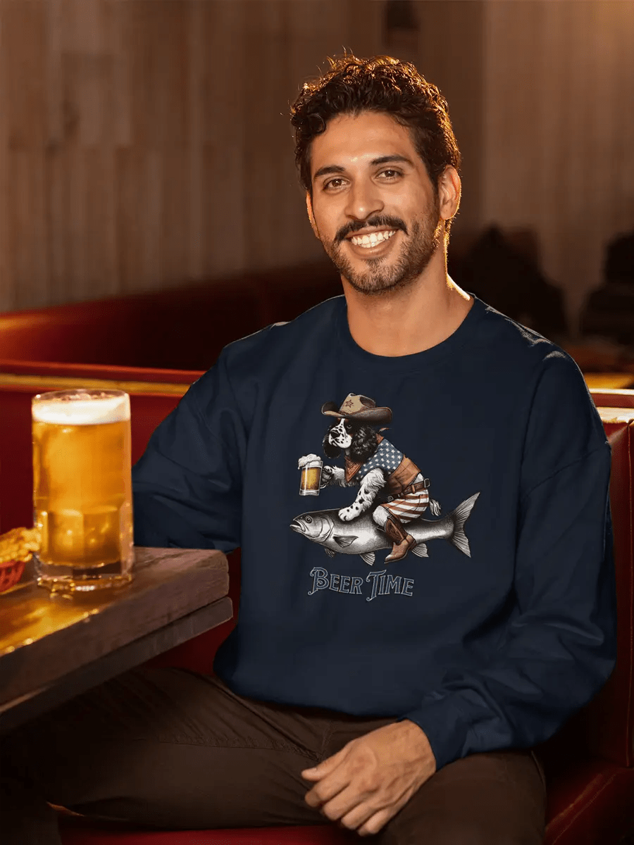 Beer Time Dog Sweatshirt - Funny Dog with Beer Mug Gift for Dog & Beer Lovers - PrintsDog