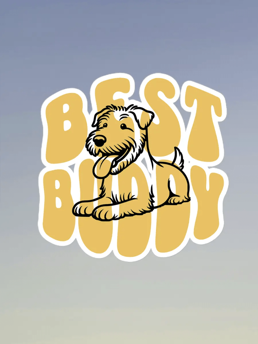 Best Buddy Dog Sticker - Waterproof Vinyl Decal for Laptop & Water Bottle. - PrintsDog