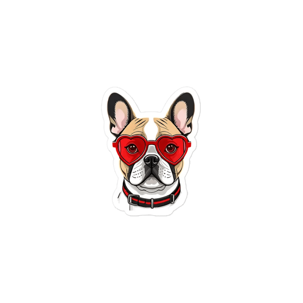 Bulldog Sticker in Glasses - Waterproof Vinyl Decal for Laptop & Gadgets - PrintsDog