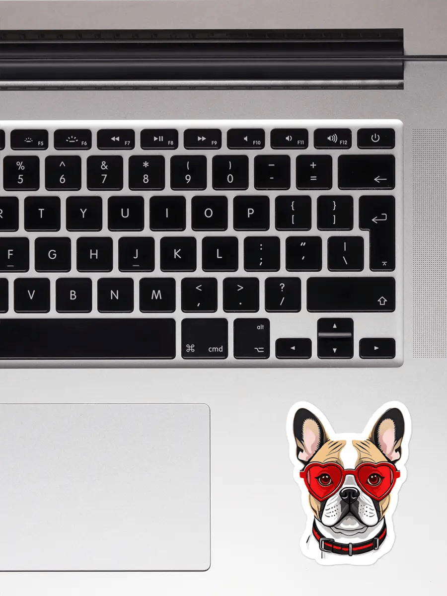 Bulldog Sticker in Glasses - Waterproof Vinyl Decal for Laptop & Gadgets - PrintsDog