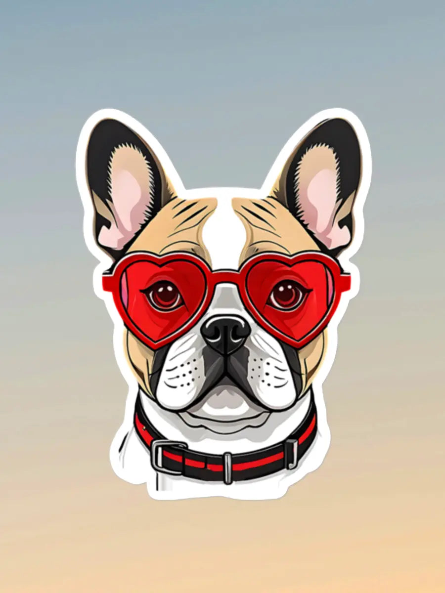 Bulldog Sticker in Glasses - Waterproof Vinyl Decal for Laptop & Gadgets - PrintsDog