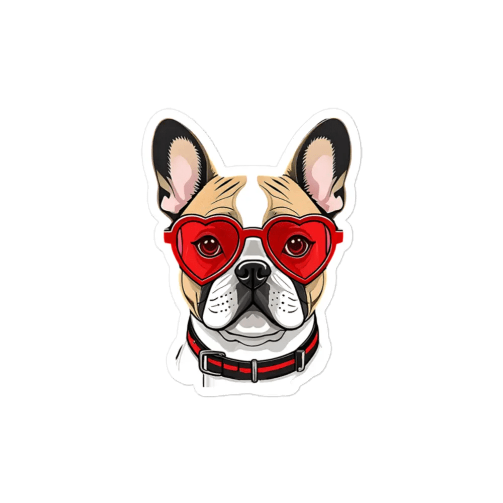 Bulldog Sticker in Glasses - Waterproof Vinyl Decal for Laptop & Gadgets - PrintsDog