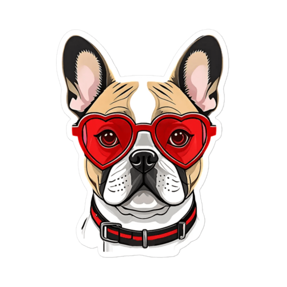 Bulldog Sticker in Glasses - Waterproof Vinyl Decal for Laptop & Gadgets - PrintsDog