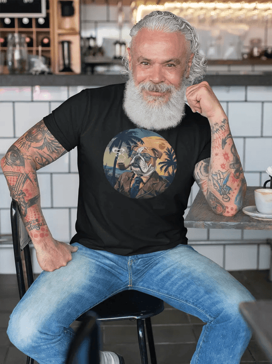 Bulldog T-Shirt - Vintage Gentleman Dog Tee in Suit & Glasses. - PrintsDog