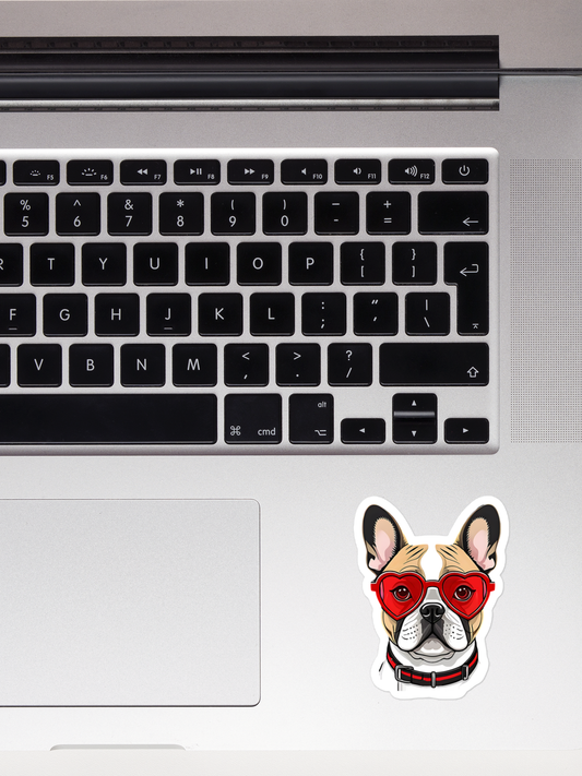 Bulldog in Red Glasses Stickers.