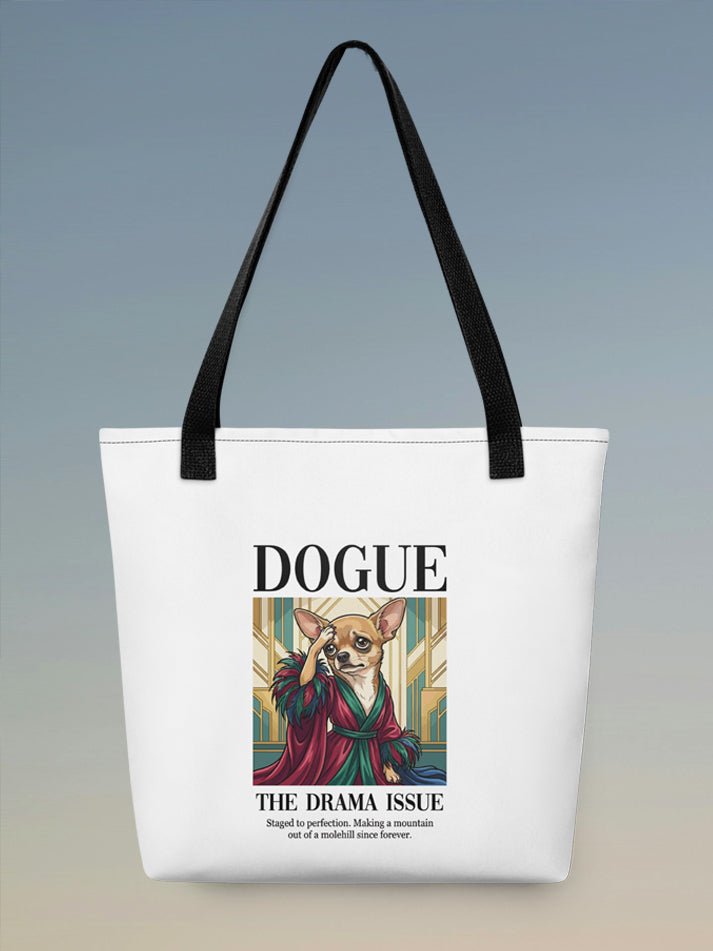 Chihuahua Tote Bag - The Staged to Perfection Design white canvas bag on neutral background