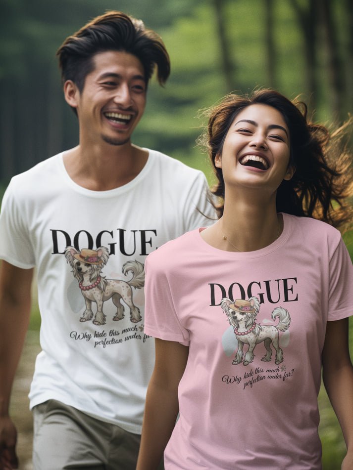 Chinese Crested Dog T-Shirt - Stylish Dog Lover Tee 'Dogue - Perfection' - PrintsDog