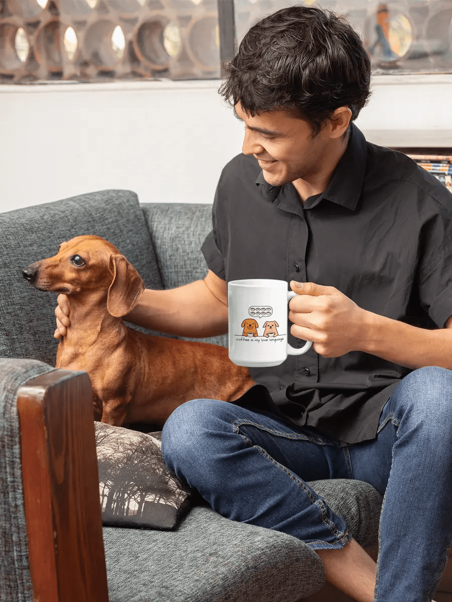 Coffee Is My Love Language Mug - Ceramic Coffee Cup Gift for Dog & Coffee Lovers. - PrintsDog