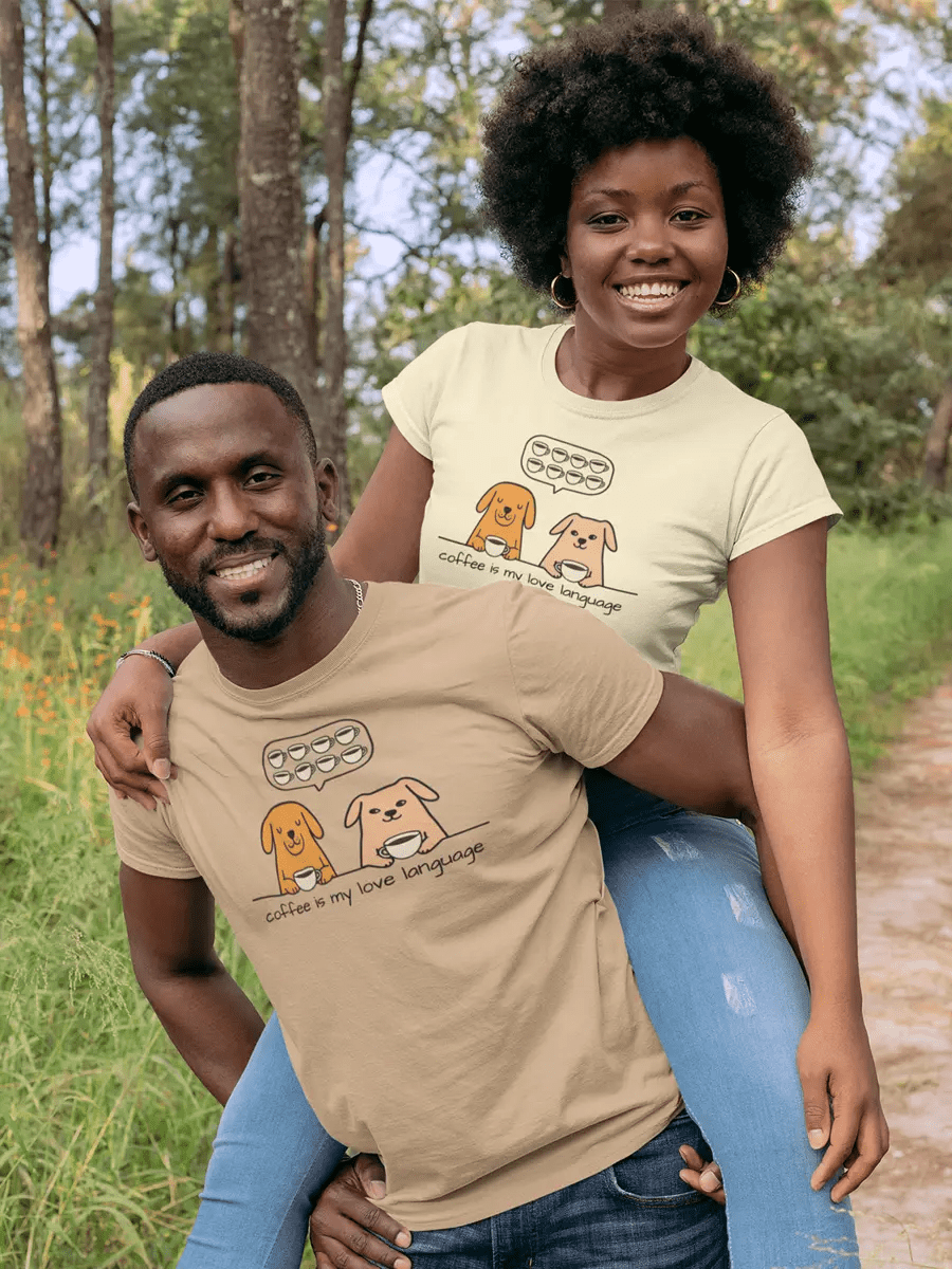 Coffee Is My Love Language T-Shirt - Dog Lover Tee for Coffee Enthusiasts. - PrintsDog