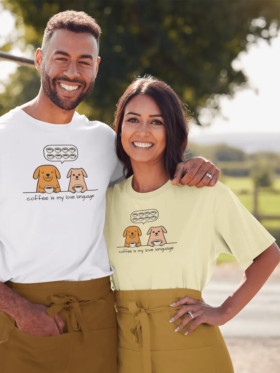 Coffee Is My Love Language T-Shirt - Dog Lover Tee for Coffee Enthusiasts. - PrintsDog