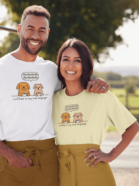 Coffee Is My Love Language T-Shirt - Dog Lover Tee for Coffee Enthusiasts. - PrintsDog