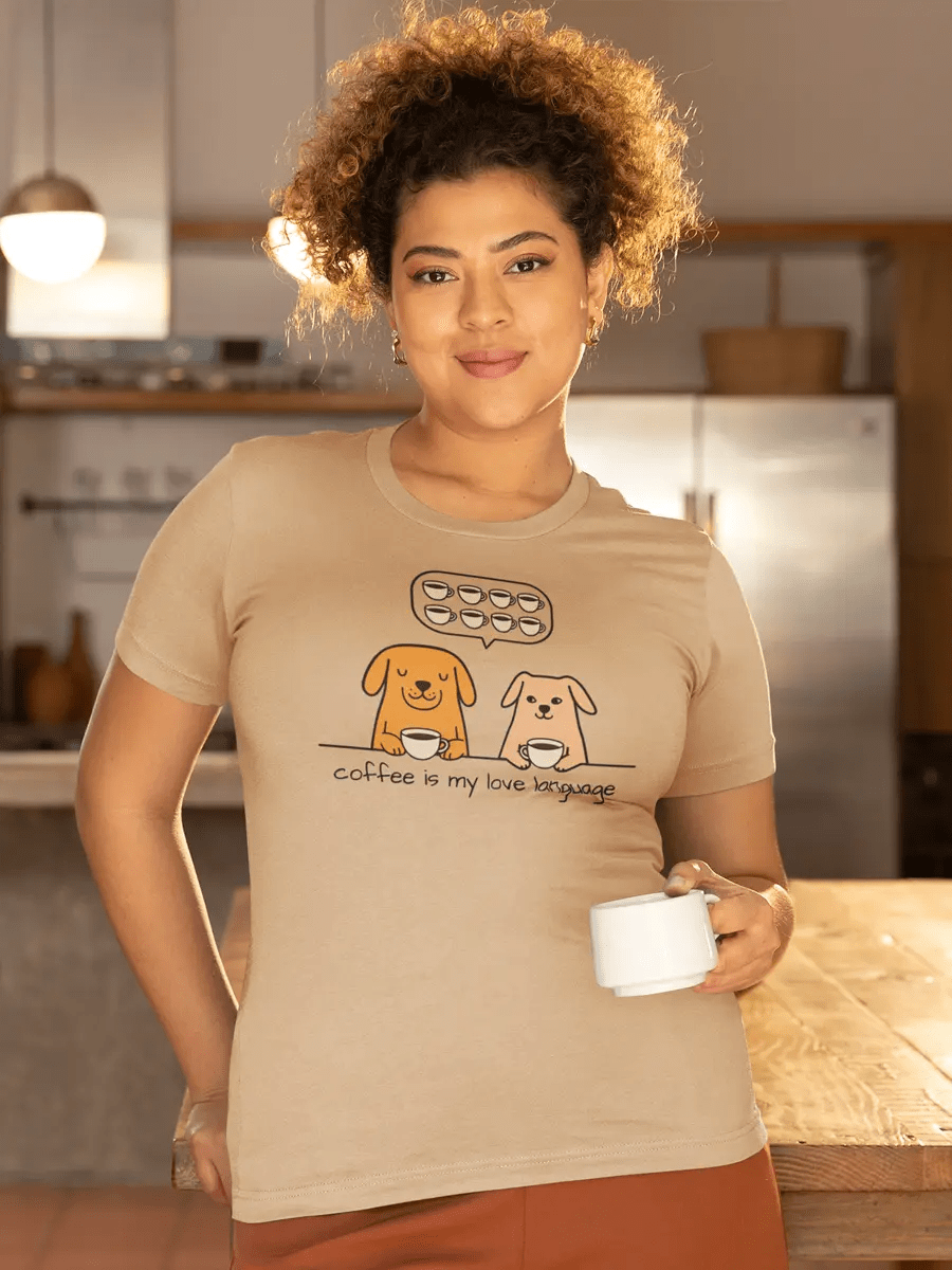 Coffee Is My Love Language T-Shirt - Dog Lover Tee for Coffee Enthusiasts. - PrintsDog