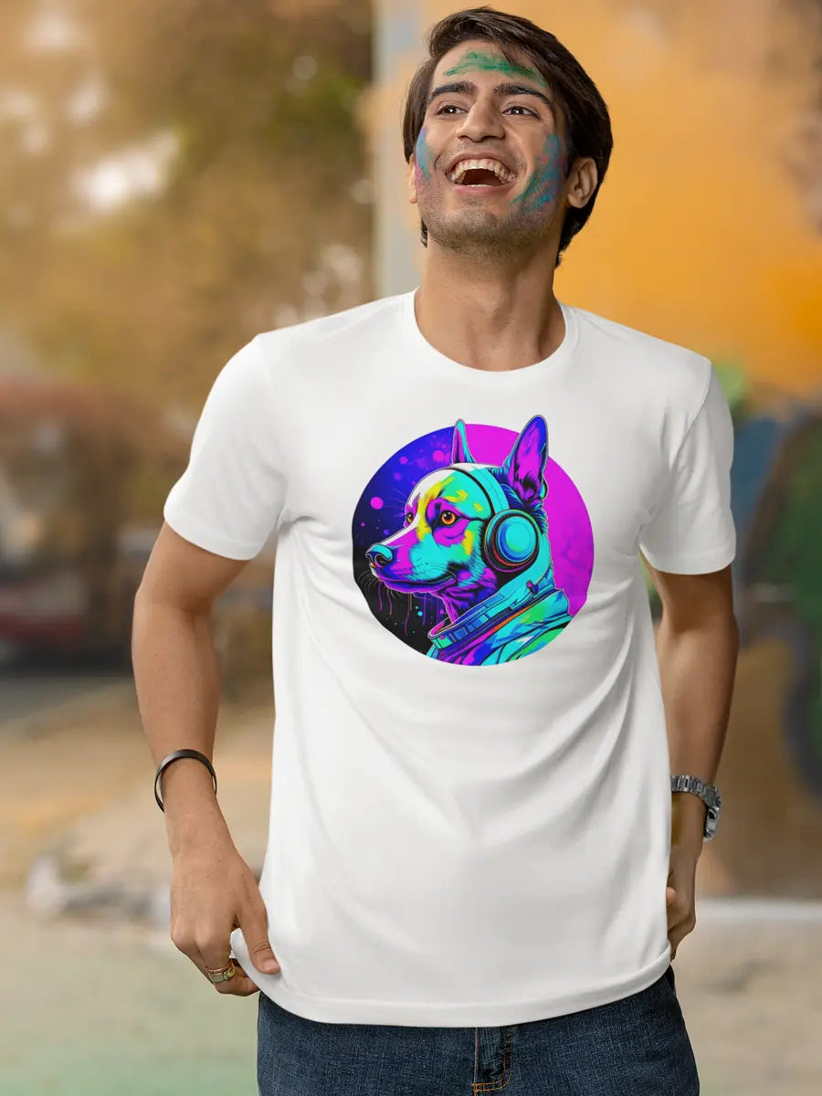 Colorful Dog T-Shirt - Dog Lover Tee "Music Sounds Better With My Dog" - PrintsDog
