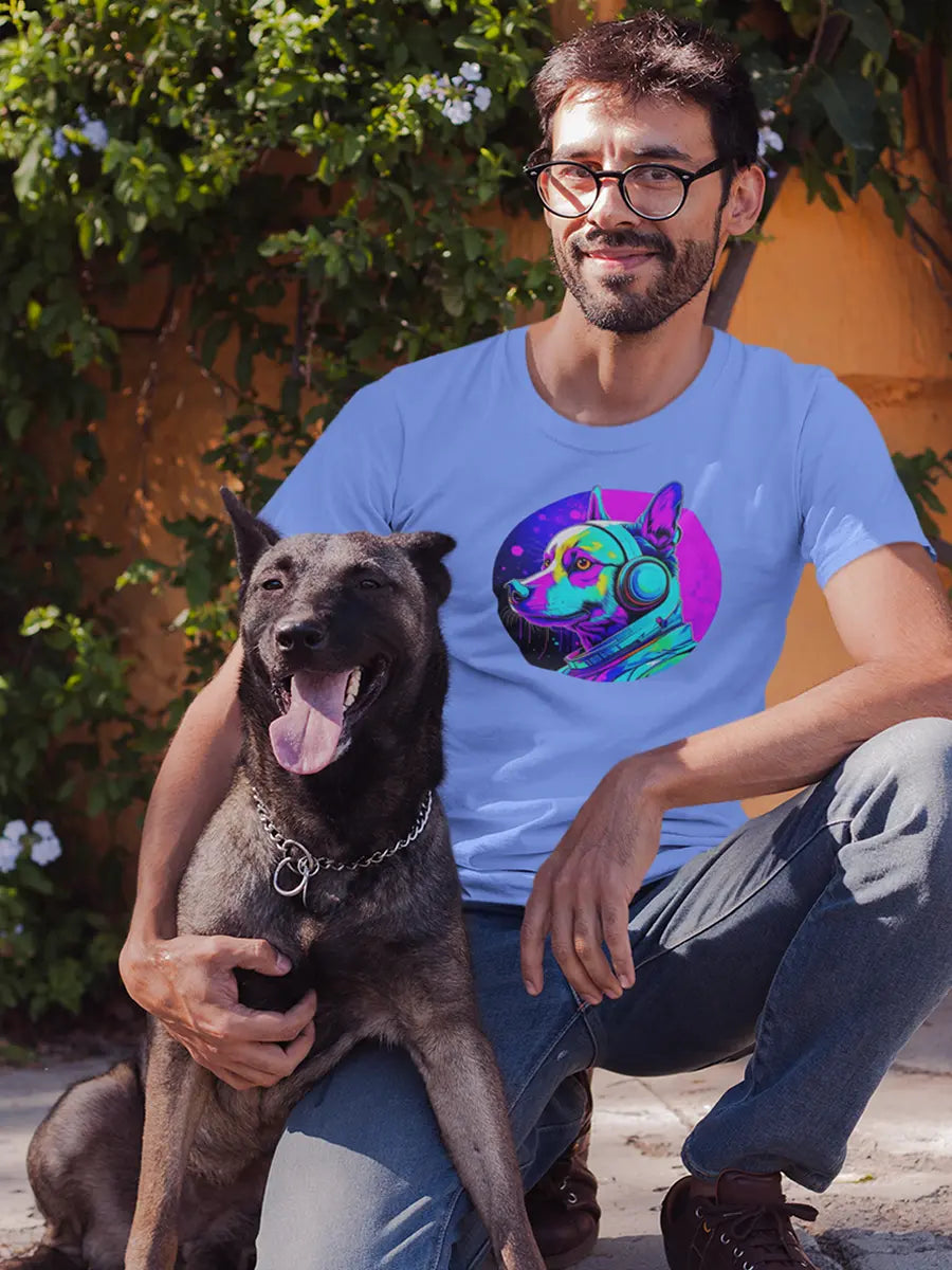 Colorful Dog T-Shirt - Dog Lover Tee "Music Sounds Better With My Dog" - PrintsDog