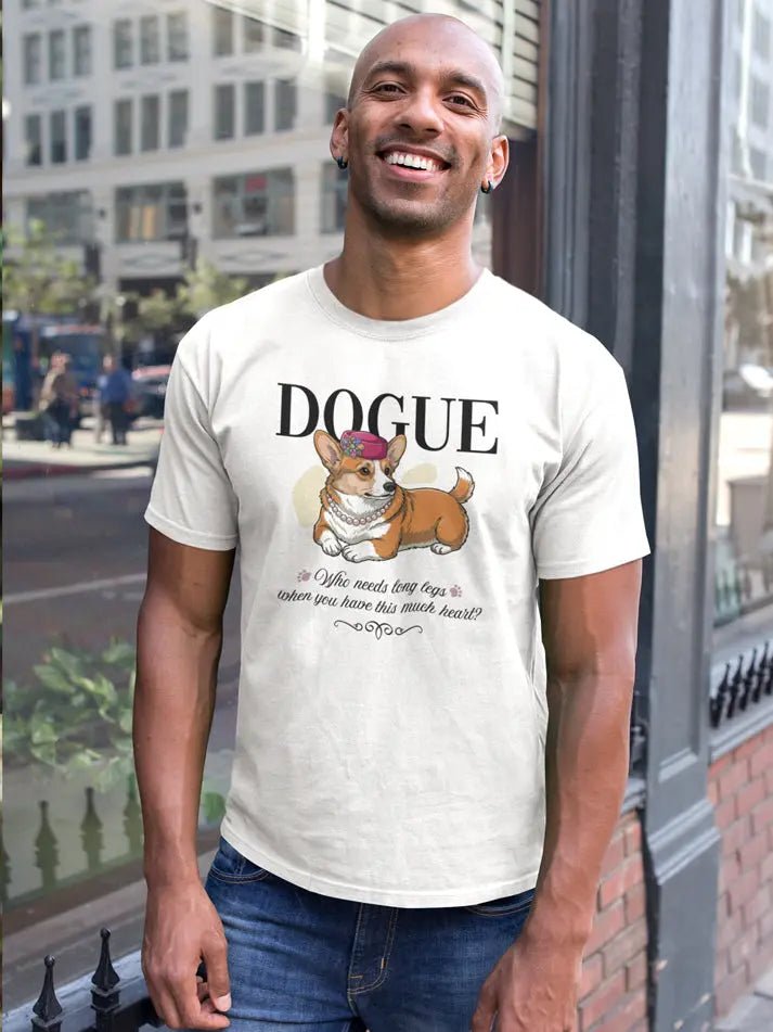 Corgi T-Shirt - Stylish Dog Lover Tee 'Dogue - Who Needs Long Legs' - PrintsDog