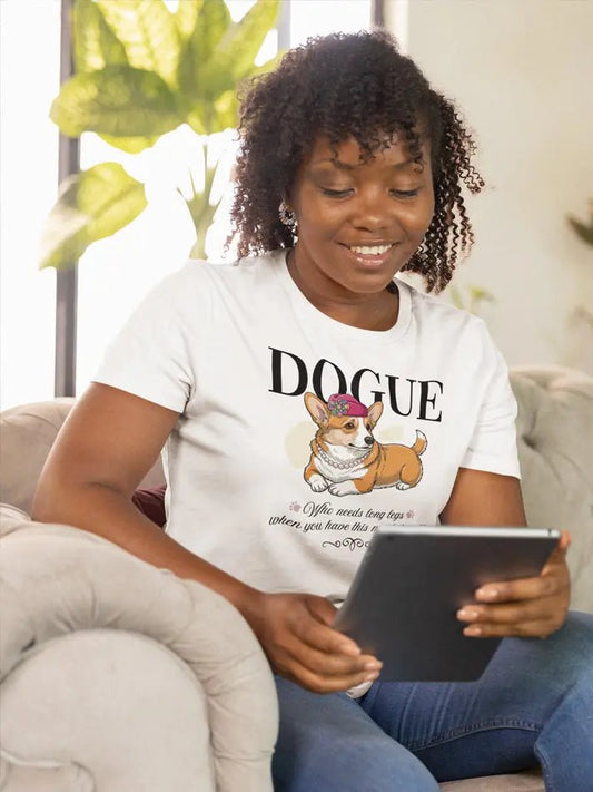 Corgi T-Shirt - Stylish Dog Lover Tee 'Dogue - Who Needs Long Legs' - PrintsDog