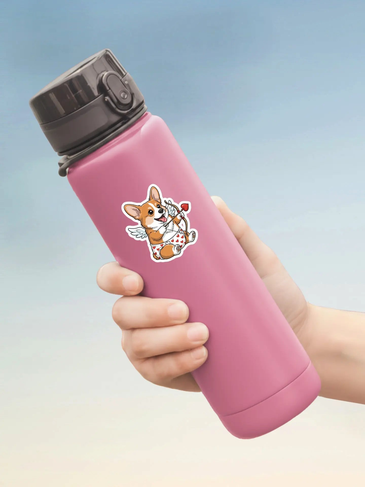 Corgi Valentine Sticker - Cupid Corgi with Wings Waterproof Vinyl Decal for Laptop & Water Bottle - PrintsDog