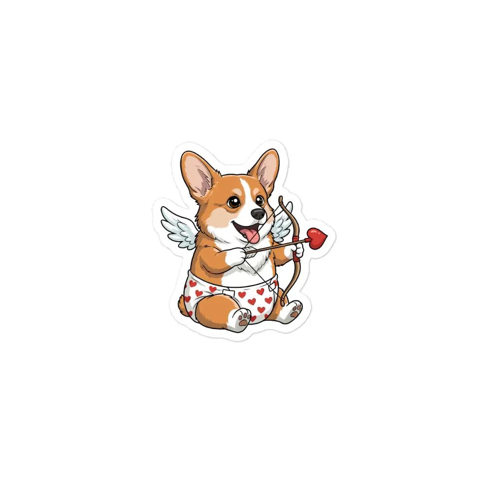 Corgi Valentine Sticker - Cupid Corgi with Wings Waterproof Vinyl Decal for Laptop & Water Bottle - PrintsDog