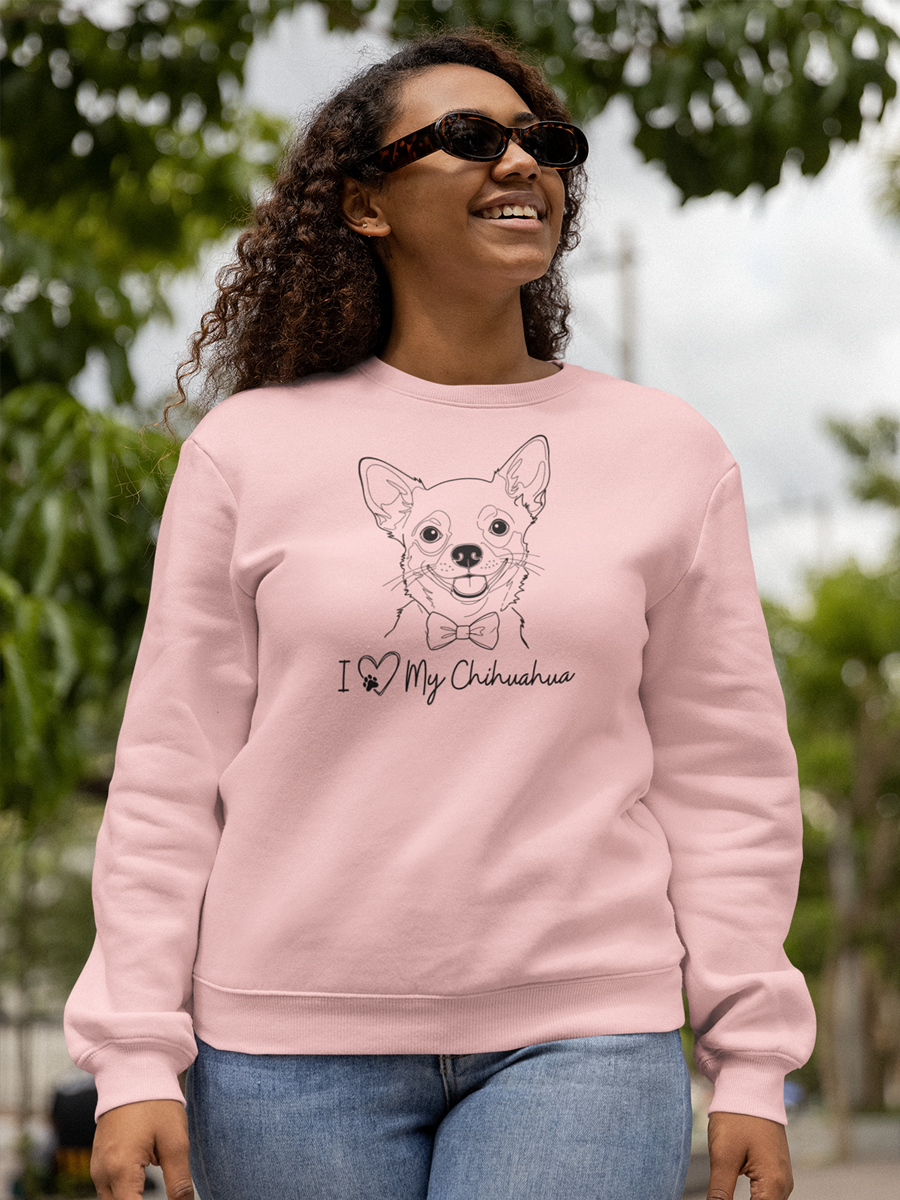 I Love My Chihuahua Sweatshirt – Minimal Line Art for Dog Lover.