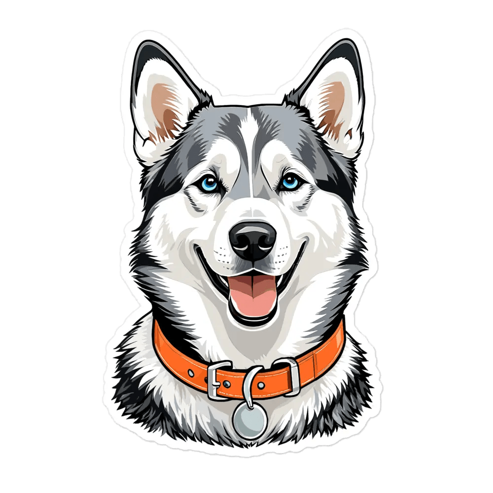 Cute Husky Sticker - Waterproof Vinyl Decal for Laptop, Water Bottle & Phone. - PrintsDog