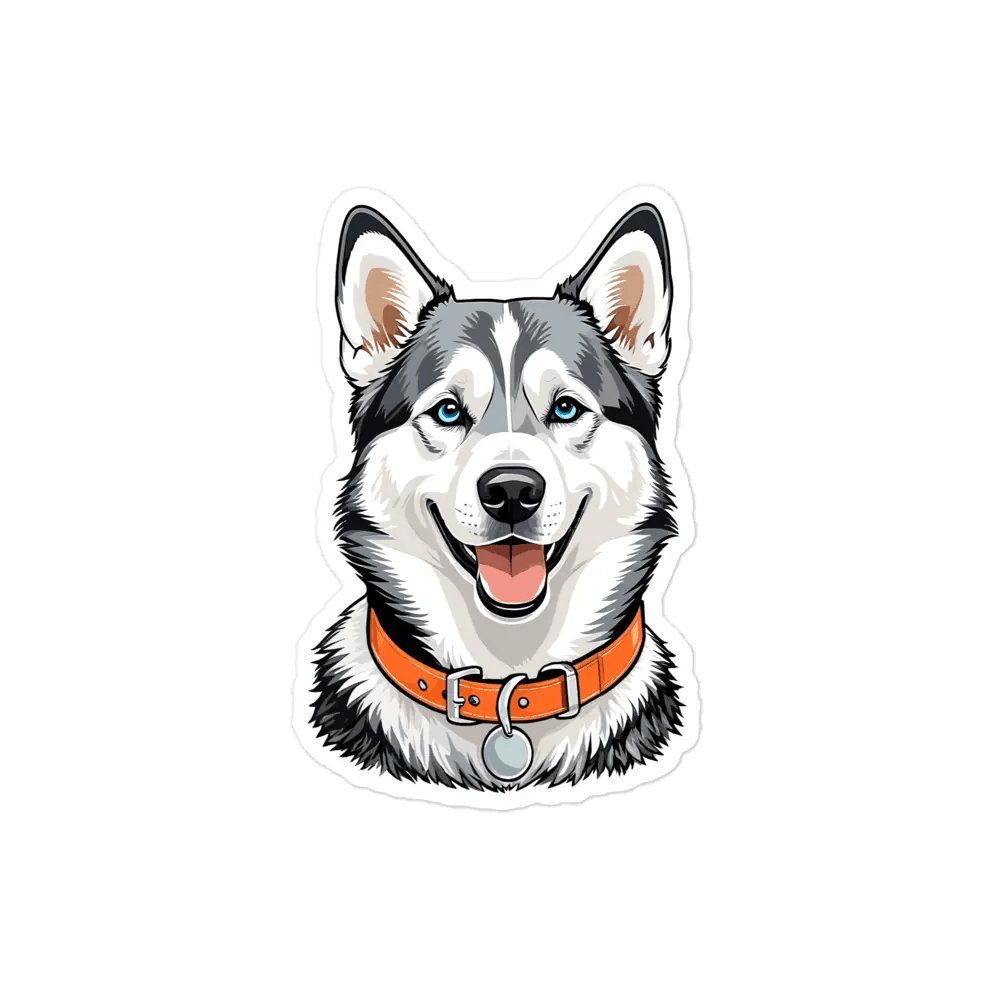 Cute Husky Sticker - Waterproof Vinyl Decal for Laptop, Water Bottle & Phone. - PrintsDog
