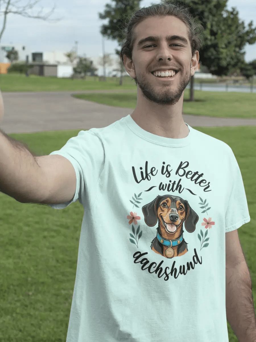 Dachshund T-Shirt - "Life is Better with Dachshund" Lover Tee. - PrintsDog