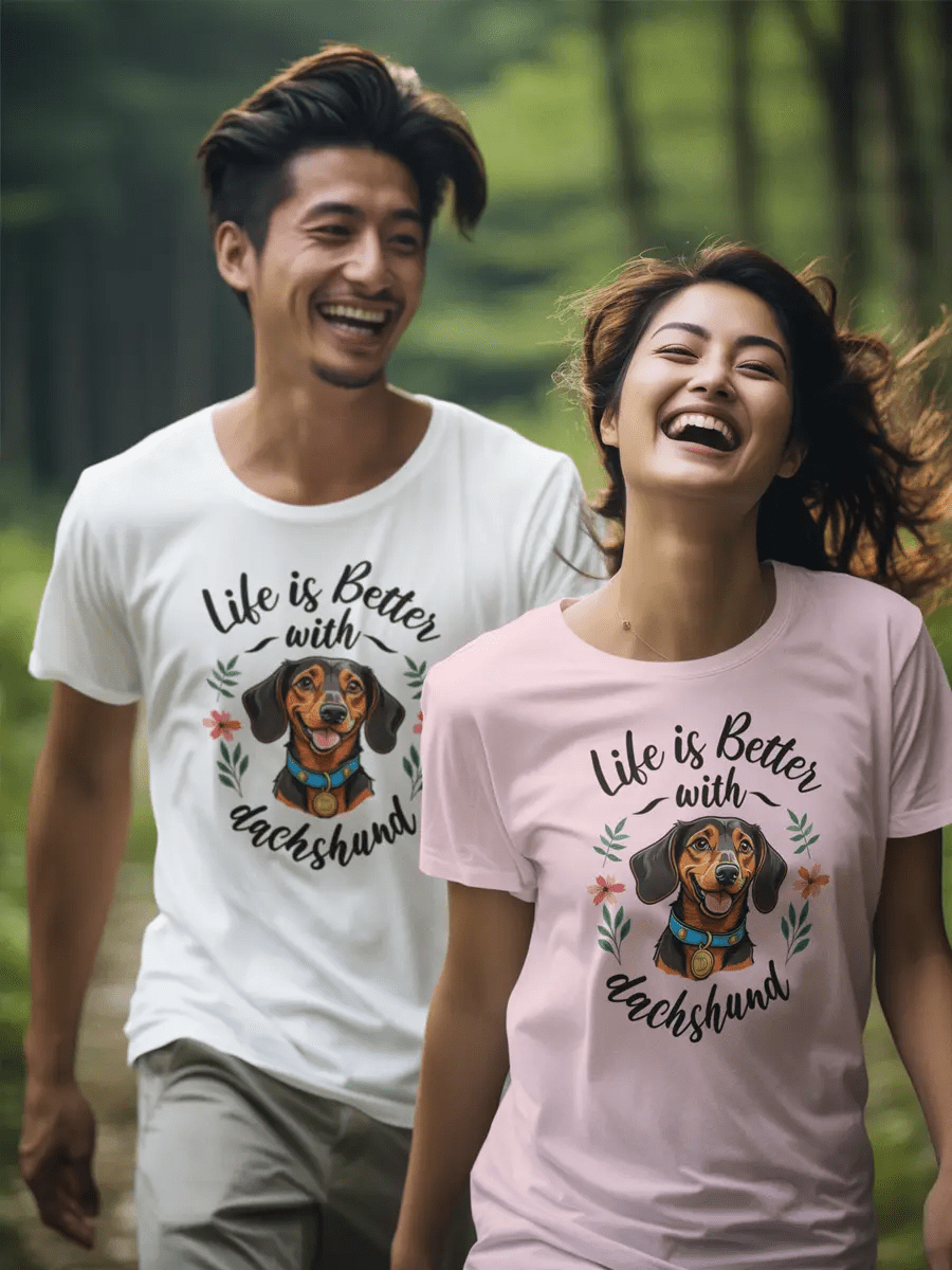 Dachshund T-Shirt - "Life is Better with Dachshund" Lover Tee. - PrintsDog