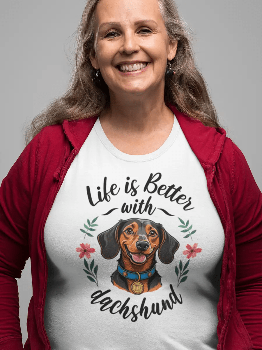 Dachshund T-Shirt - "Life is Better with Dachshund" Lover Tee. - PrintsDog