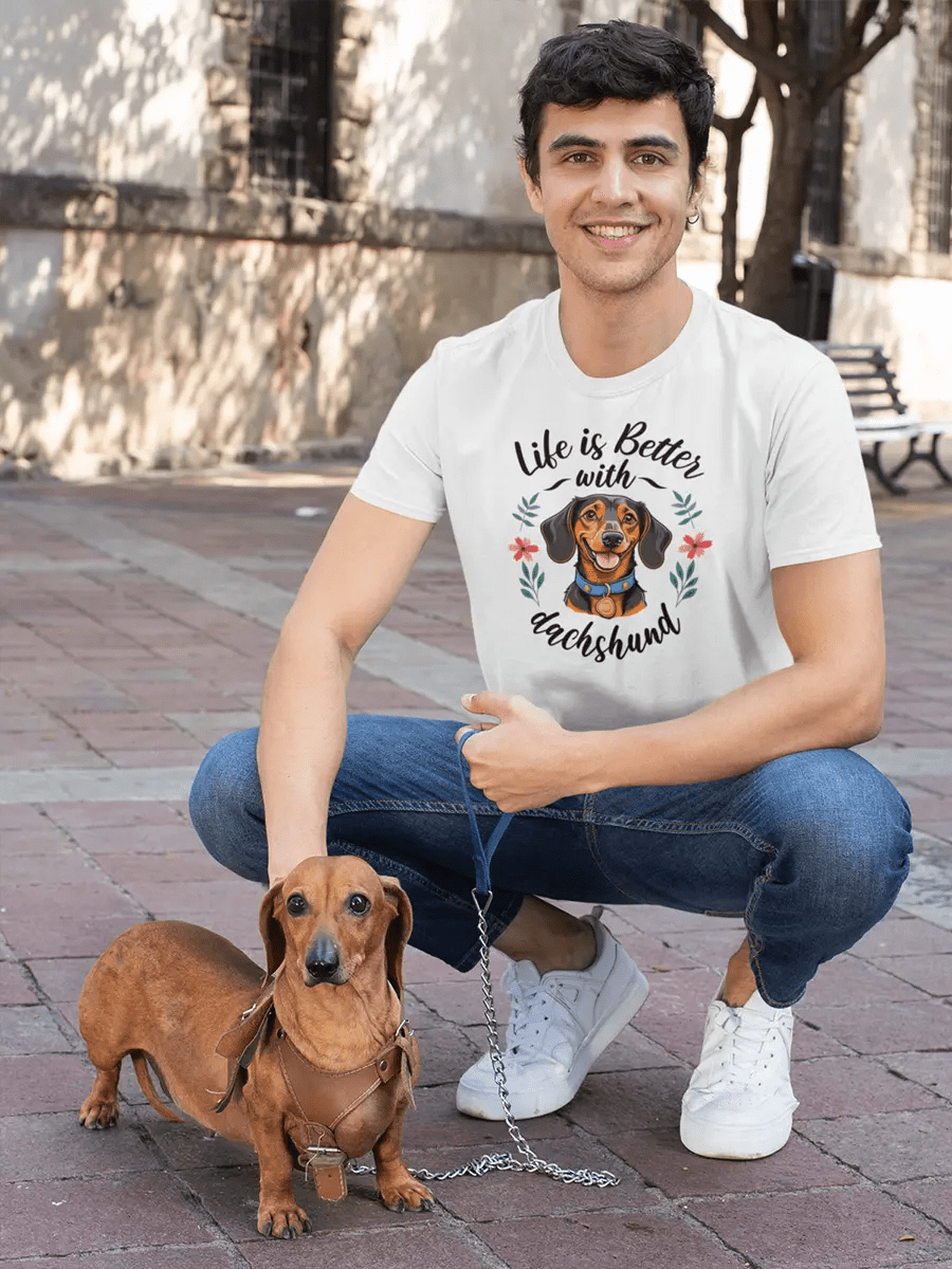 Dachshund T-Shirt - "Life is Better with Dachshund" Lover Tee. - PrintsDog