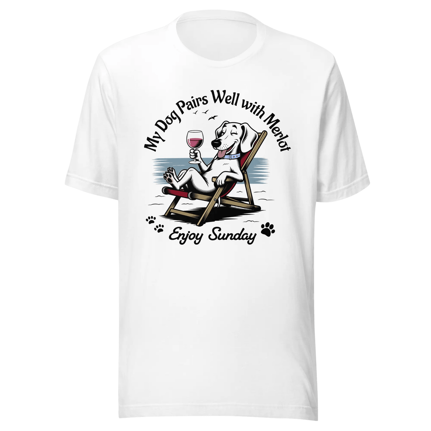 Dachshund T-Shirt - "My Dog Pairs Well with Merlot" Wine Lover Tee. - PrintsDog