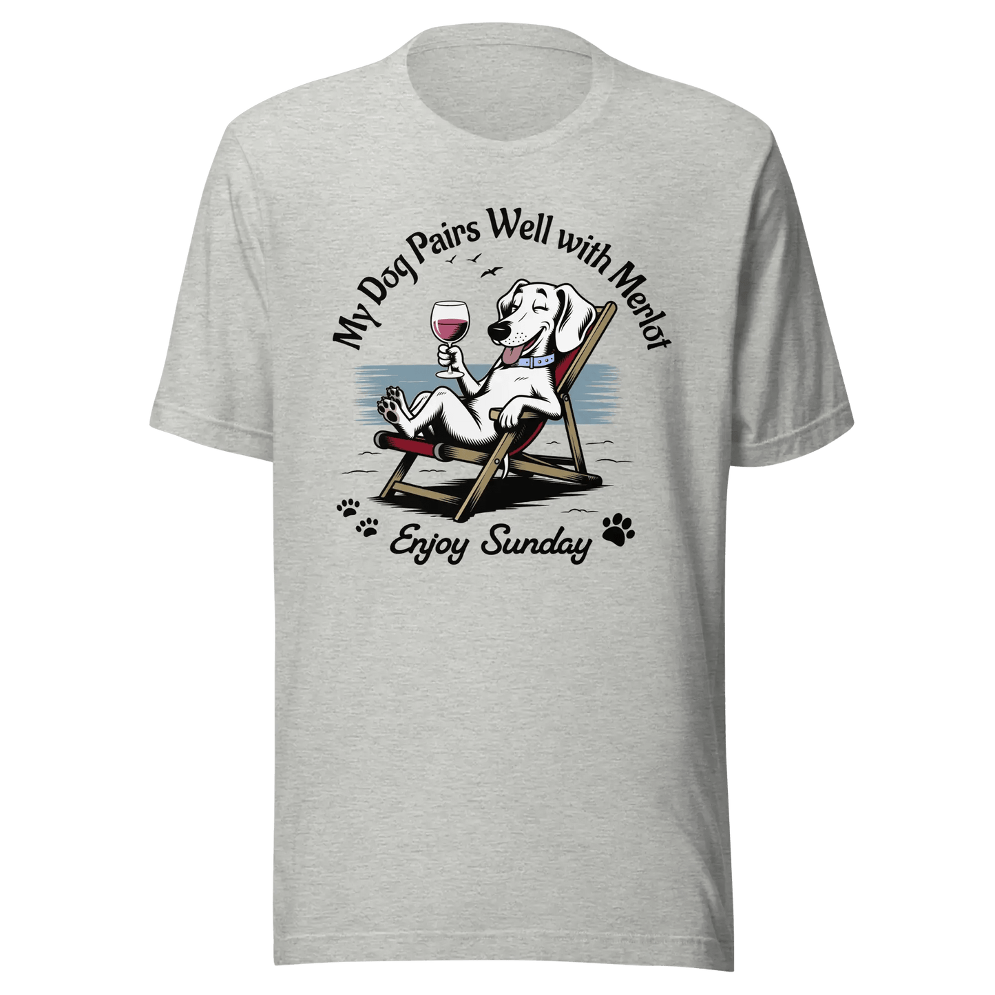 Dachshund T-Shirt - "My Dog Pairs Well with Merlot" Wine Lover Tee. - PrintsDog