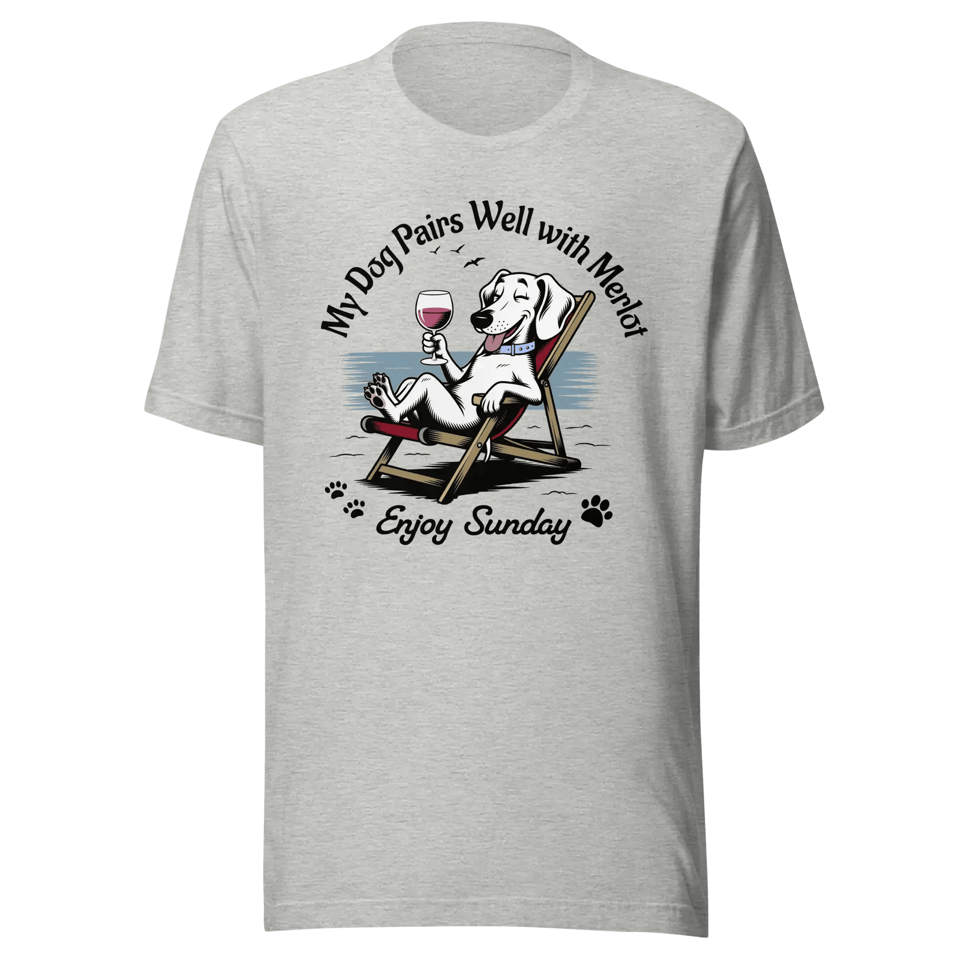 Dachshund T-Shirt - "My Dog Pairs Well with Merlot" Wine Lover Tee. - PrintsDog