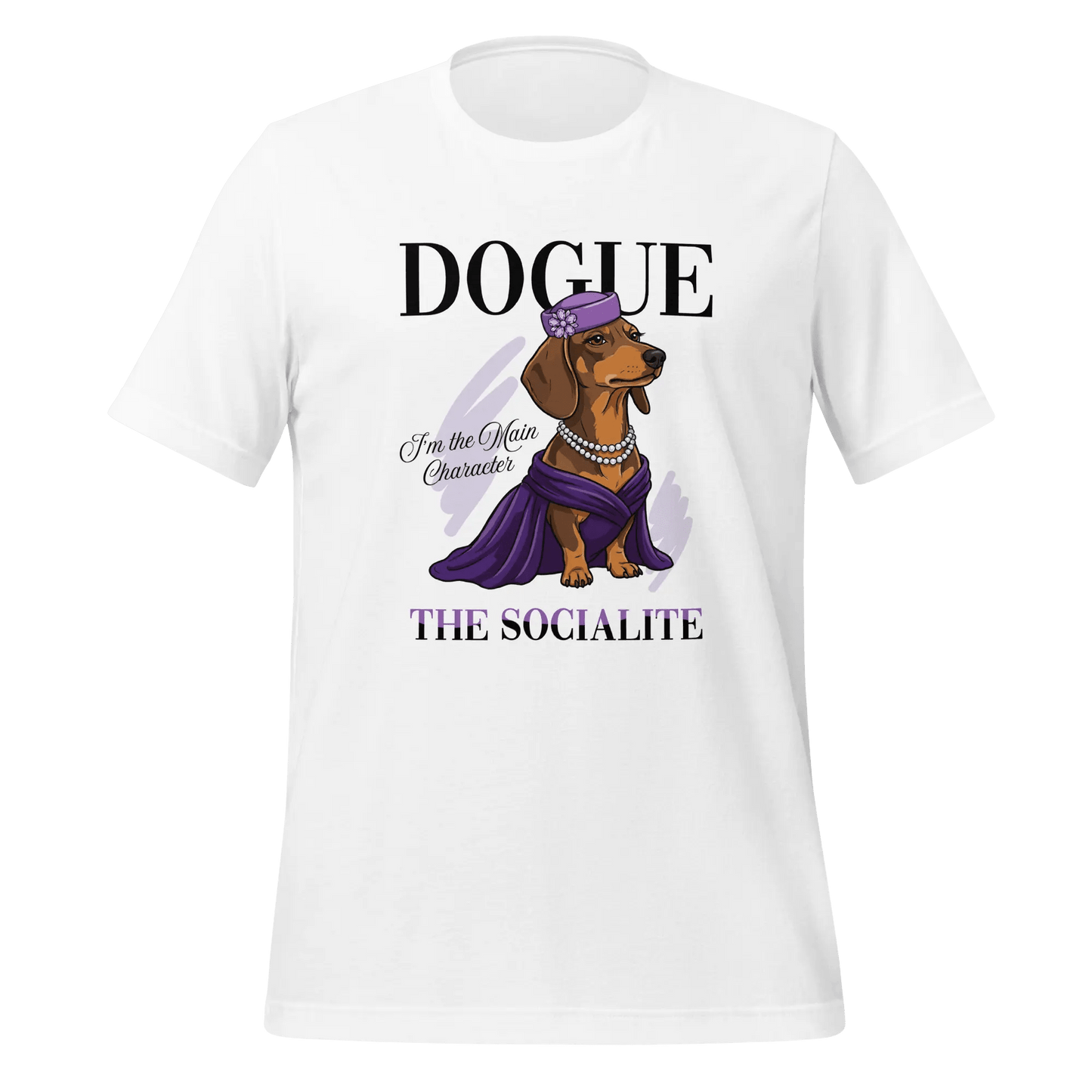 Dachshund T-Shirt - Stylish Dog Lover Tee 'Dogue - The Socialite' - PrintsDog