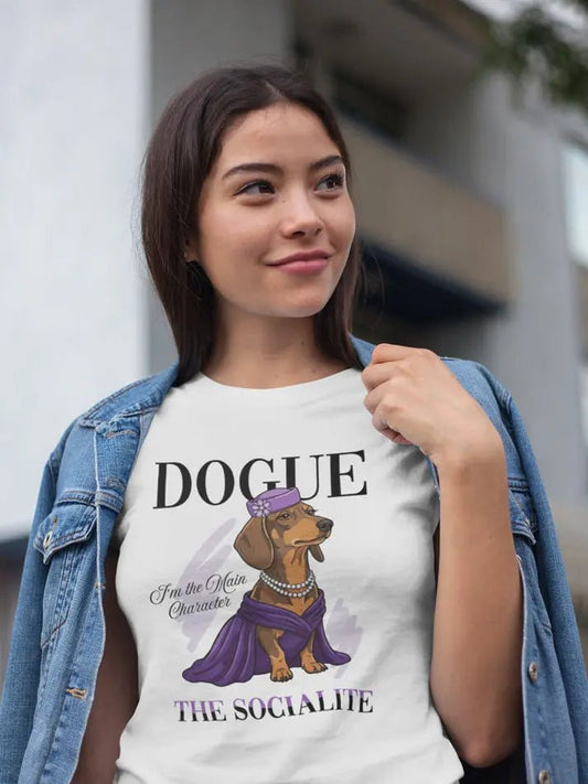 Dachshund T-Shirt - Stylish Dog Lover Tee 'Dogue - The Socialite' - PrintsDog