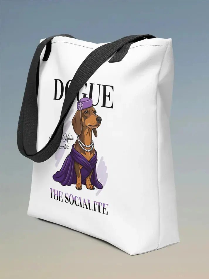 Dachshund Tote Bag - The Socialite Design for Dog Lovers. - PrintsDog