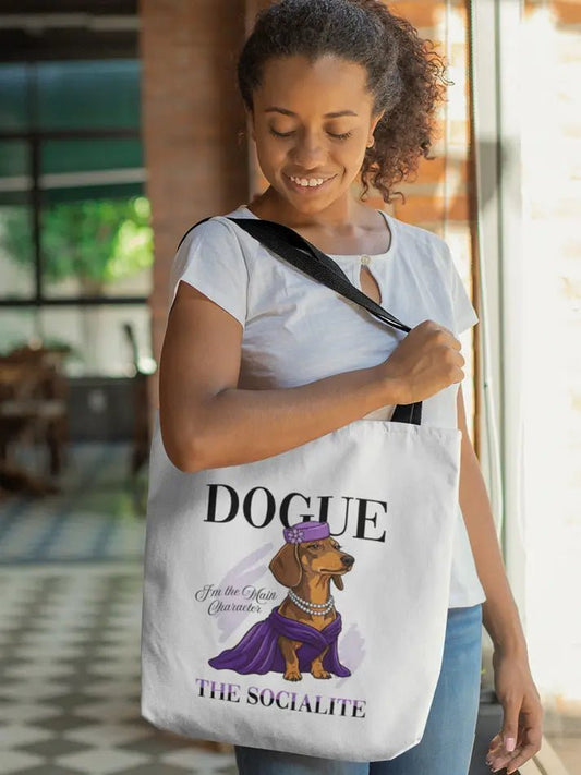 Dachshund Tote Bag - The Socialite Design for Dog Lovers. - PrintsDog