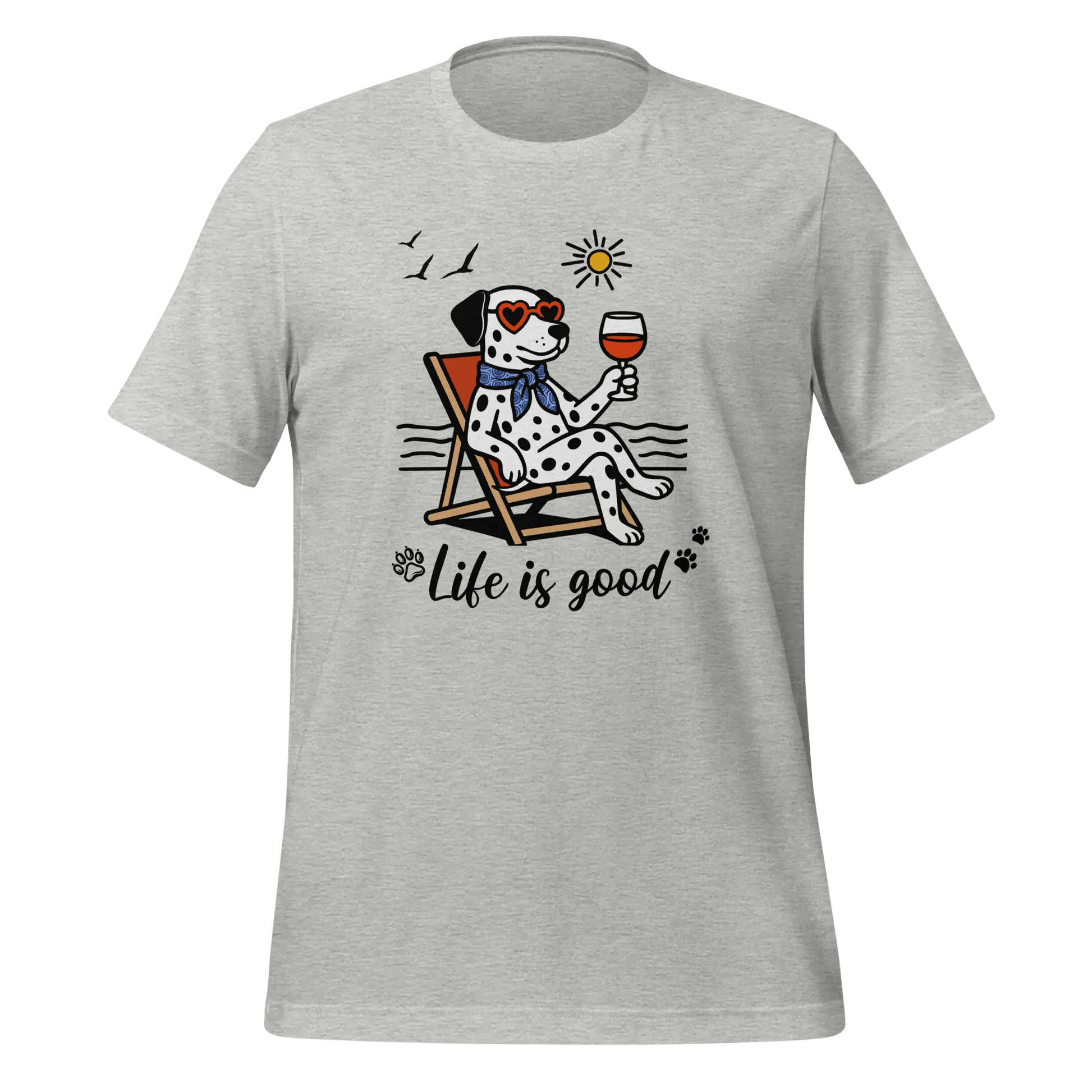 Dalmatian T-Shirt - "Life is Good" Dog & Wine Lover Tee. - PrintsDog