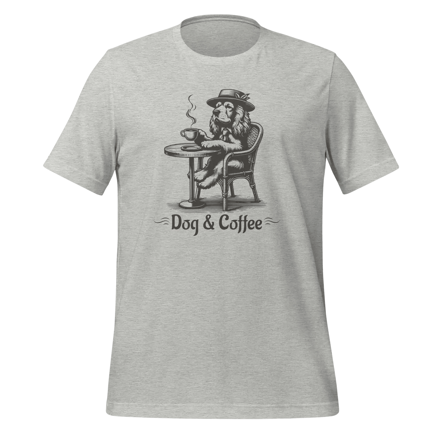 Dog & Coffee T-Shirt - Vintage Cafe Dog Lover Tee. - PrintsDog