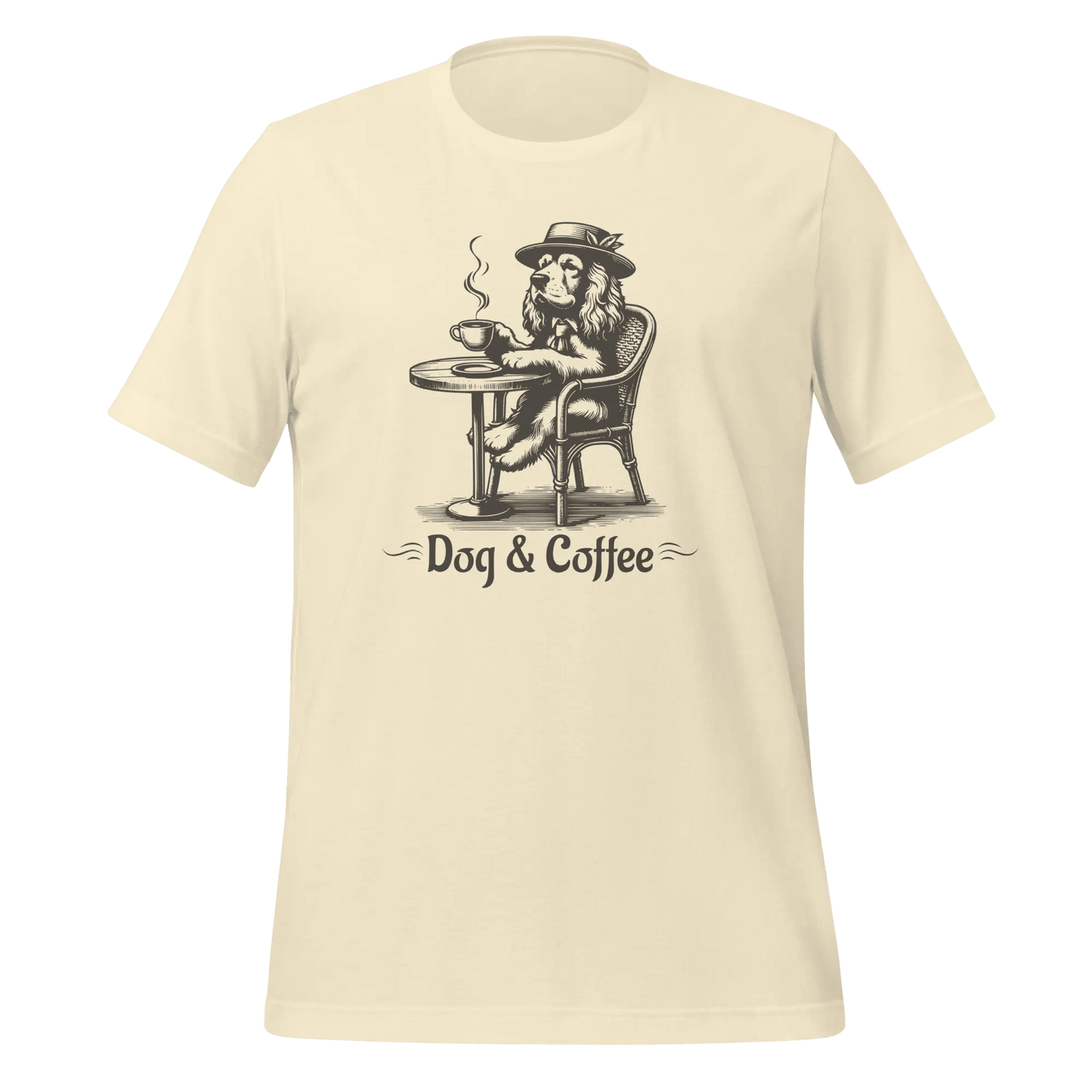 Dog & Coffee T-Shirt - Vintage Cafe Dog Lover Tee. - PrintsDog