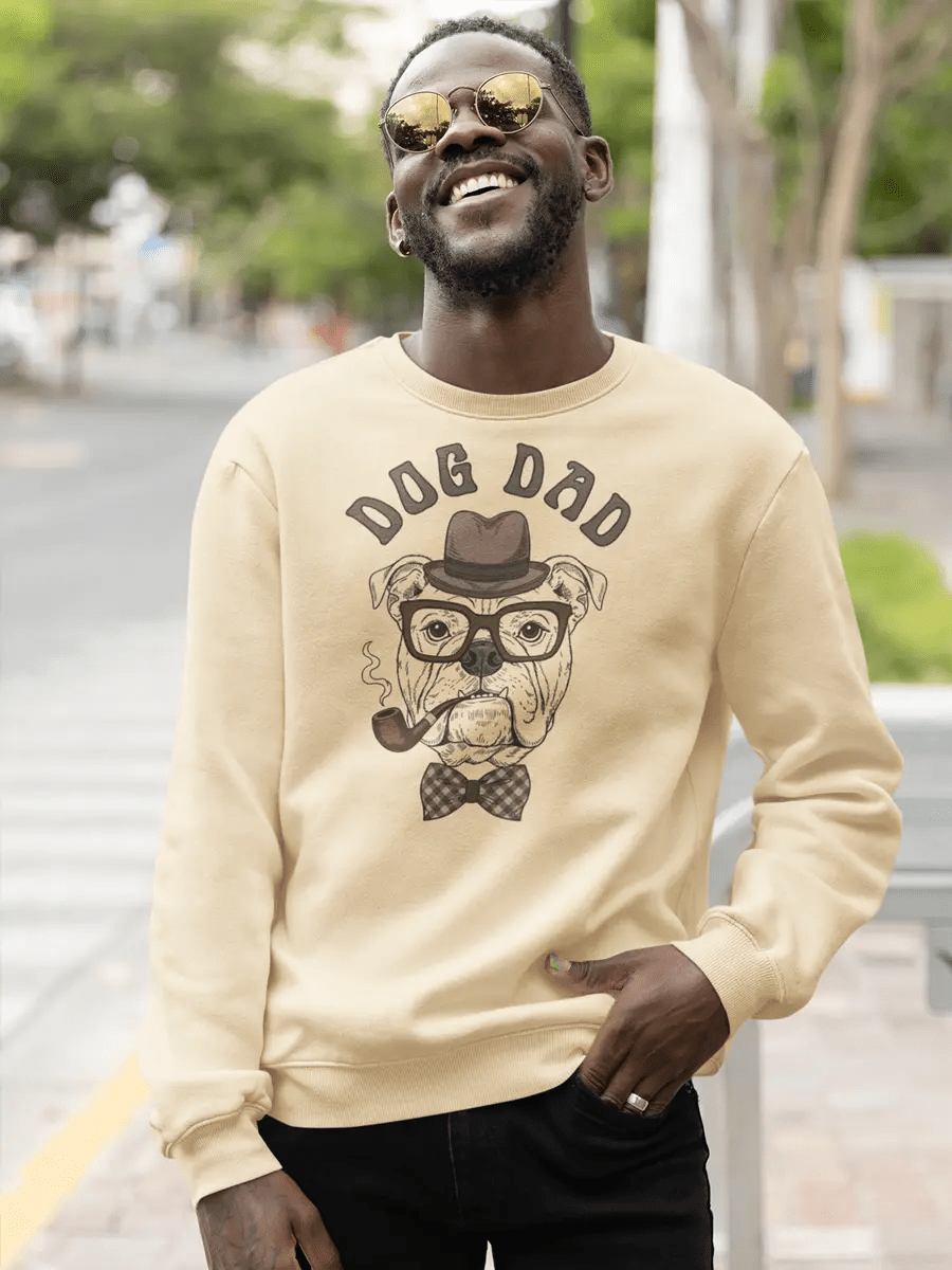Dog Dad Sweatshirt - Vintage Bulldog Design for Dog Lovers. - PrintsDog