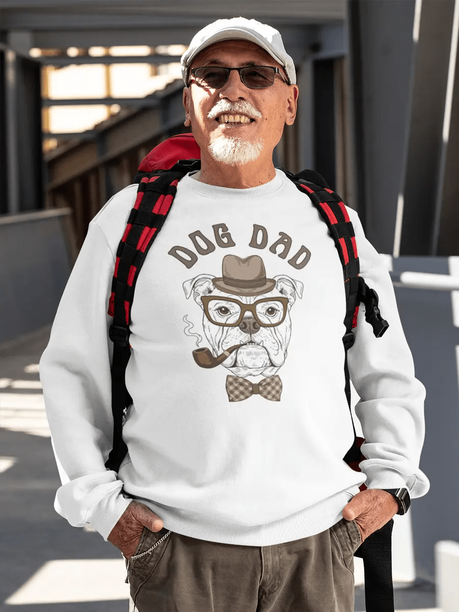 Dog Dad Sweatshirt - Vintage Bulldog Design for Dog Lovers. - PrintsDog