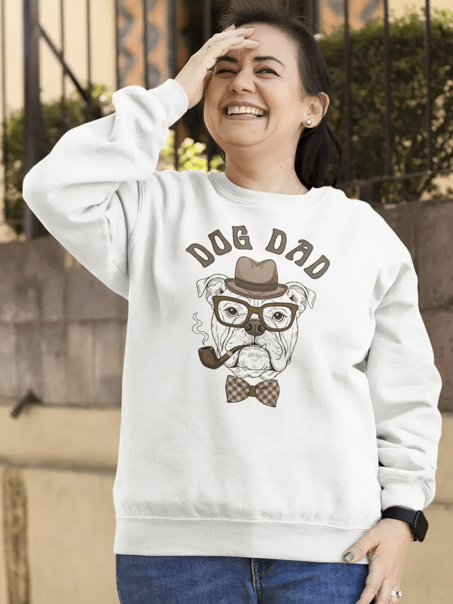Dog Dad Sweatshirt - Vintage Bulldog Design for Dog Lovers. - PrintsDog