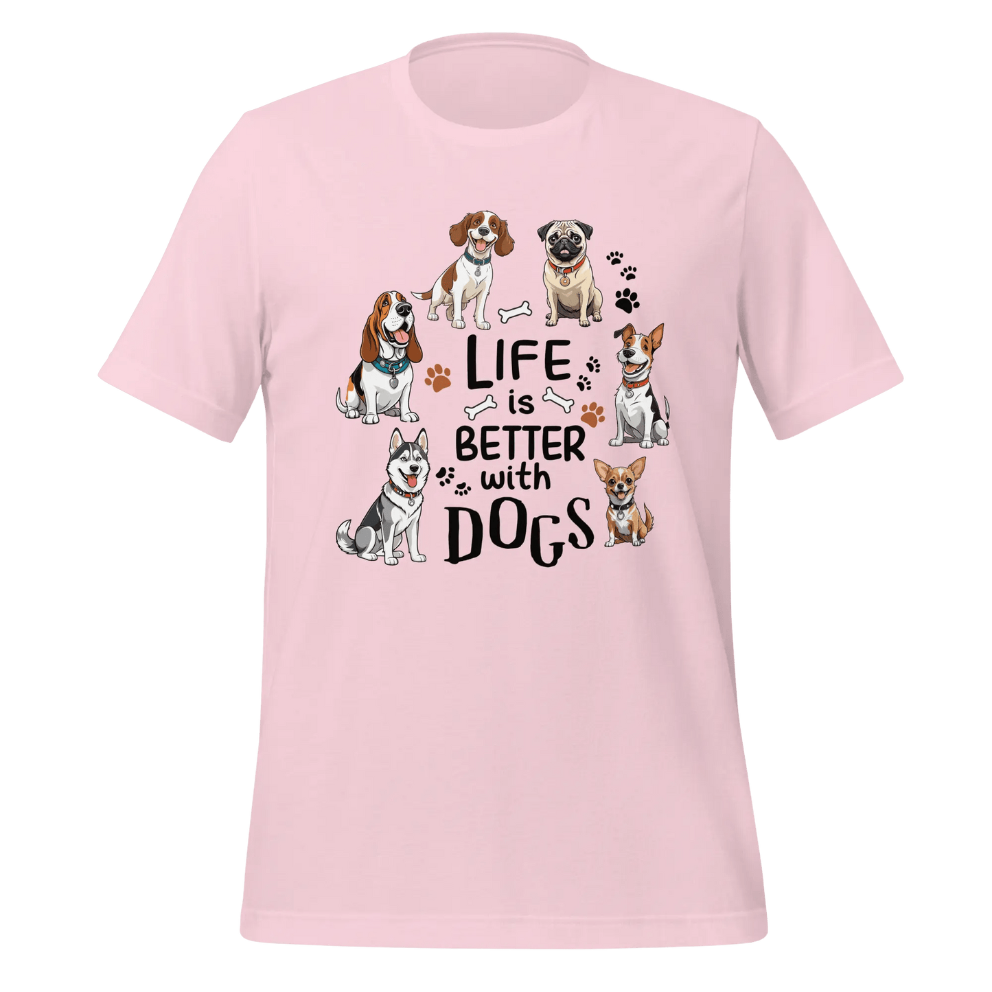 Dog Lover T-Shirt - 'Life is Better with Dogs' for Dog Owners - PrintsDog