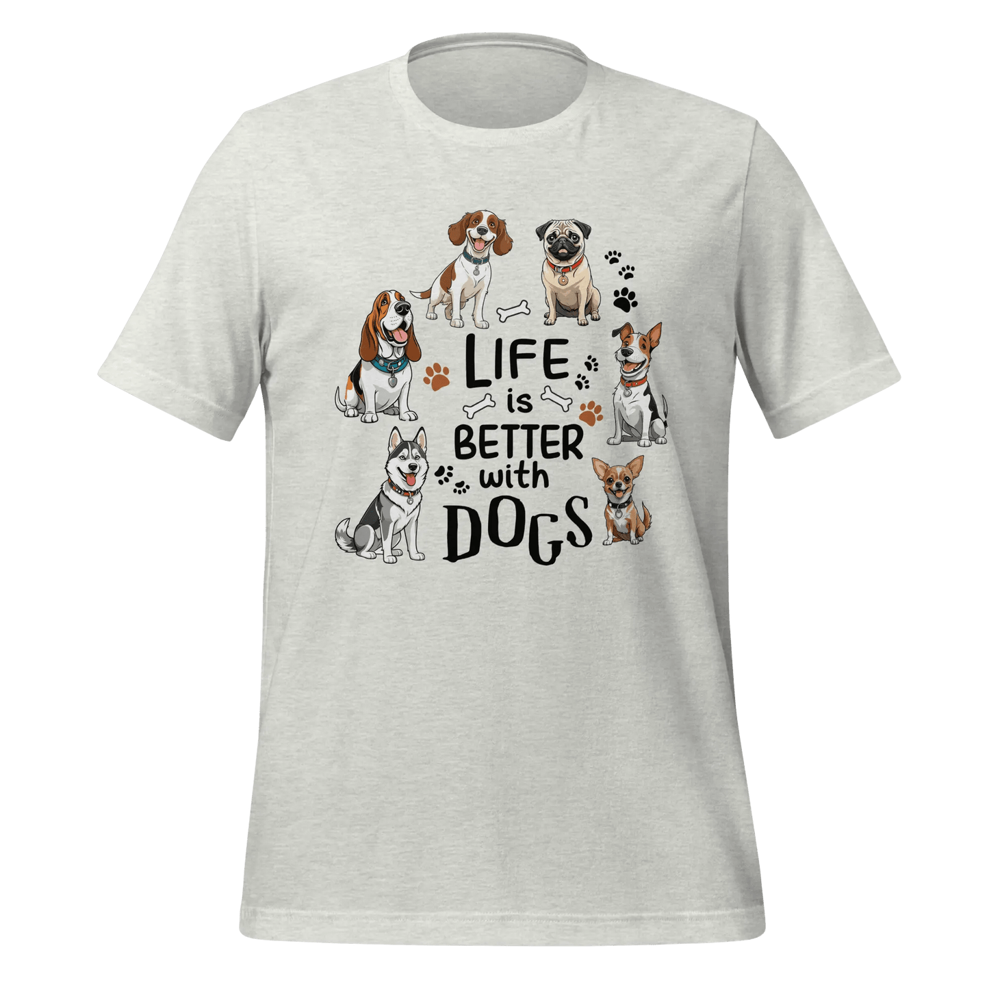 Dog Lover T-Shirt - 'Life is Better with Dogs' for Dog Owners - PrintsDog