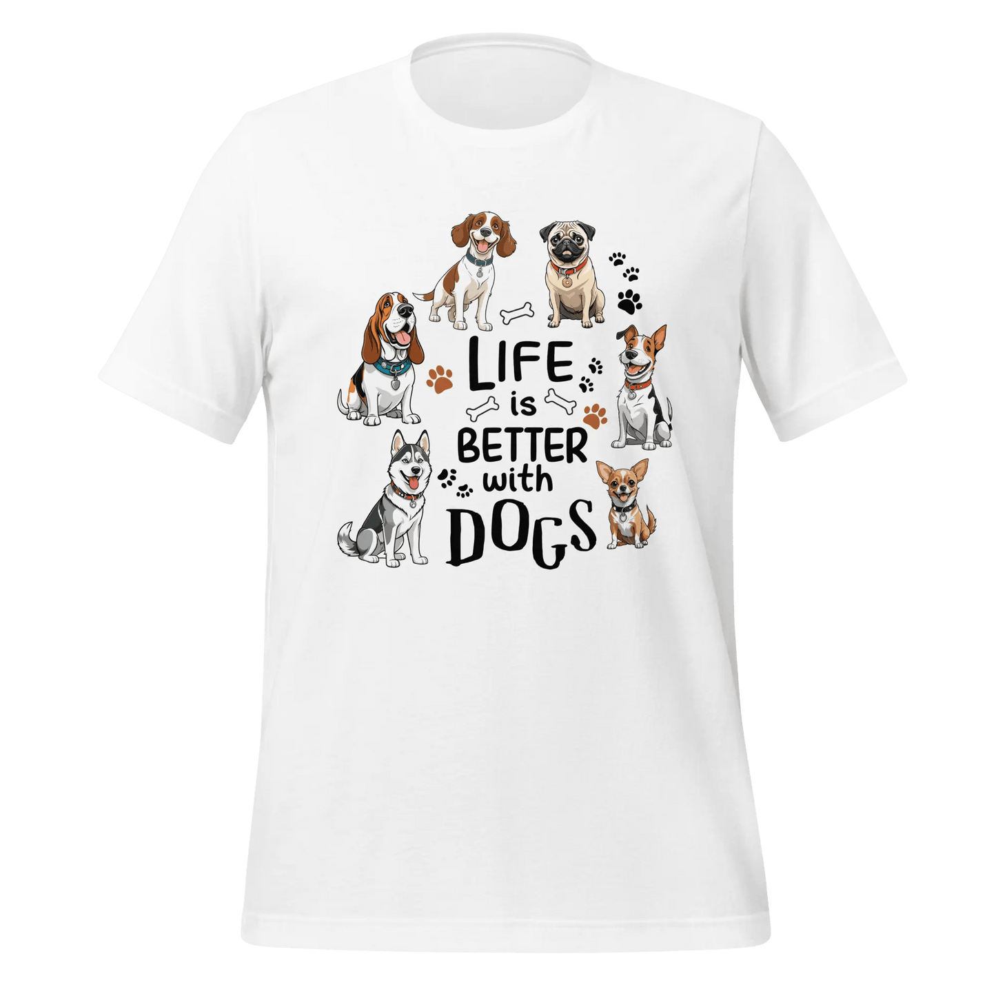 Dog Lover T-Shirt - 'Life is Better with Dogs' for Dog Owners - PrintsDog